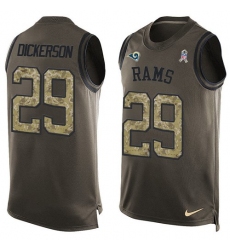 Men's Nike Los Angeles Rams #29 Eric Dickerson Limited Green Salute to Service Tank Top NFL Jersey
