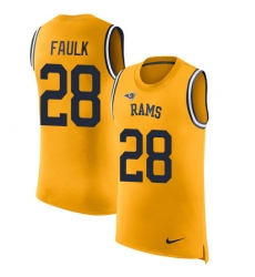 Men's Nike Los Angeles Rams #28 Marshall Faulk Limited Gold Rush Player Name & Number Tank Top NFL Jersey