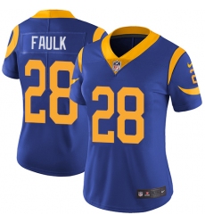 Women's Nike Los Angeles Rams #28 Marshall Faulk Elite Royal Blue Alternate NFL Jersey