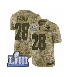 Youth Nike Los Angeles Rams #28 Marshall Faulk Limited Camo 2018 Salute to Service Super Bowl LIII Bound NFL Jersey