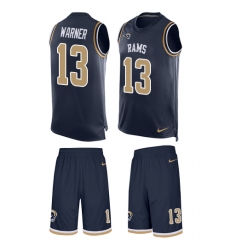 Men's Nike Los Angeles Rams #13 Kurt Warner Limited Navy Blue Tank Top Suit NFL Jersey