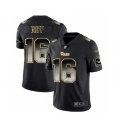 Men's Los Angeles Rams #16 Jared Goff Limited Black Smoke Fashion Football Jersey