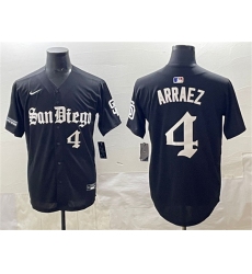Men's San Diego Padres #4 Luis Arraez Black Gothic Edition Vapor Limited Stitched Baseball Jersey