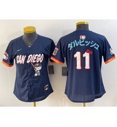 Youth San Diego Padres X Hello Kitty #11 ダルビッシュ Obsidian 2026 City Connect Stadium Stitched Baseball Jersey