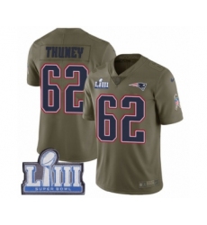 Youth Nike New England Patriots #62 Joe Thuney Limited Olive 2017 Salute to Service Super Bowl LIII Bound NFL Jersey