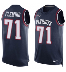 Men's Nike New England Patriots #71 Cameron Fleming Limited Navy Blue Player Name & Number Tank Top NFL Jersey