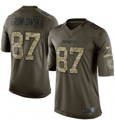 Men's Nike New England Patriots #87 Rob Gronkowski Elite Green Salute to Service NFL Jersey