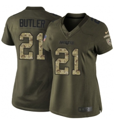 Women's Nike New England Patriots #21 Malcolm Butler Elite Green Salute to Service NFL Jersey