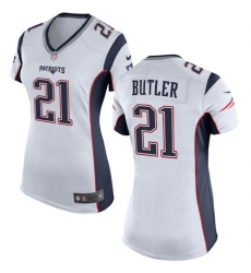Women's Nike New England Patriots #21 Malcolm Butler Game White NFL Jersey