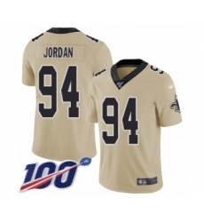 Youth New Orleans Saints #94 Cameron Jordan Limited Gold Inverted Legend 100th Season Football Jersey