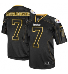 Men's Nike Pittsburgh Steelers #7 Ben Roethlisberger Elite Lights Out Black NFL Jersey