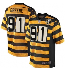 Youth Nike Pittsburgh Steelers #91 Kevin Greene Limited Yellow/Black Alternate 80TH Anniversary Throwback NFL Jersey