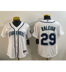 Youth Seattle Mariners #29 Cal Raleigh White Cool Base Stitched Baseball Jersey