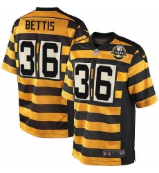 Men's Nike Pittsburgh Steelers #36 Jerome Bettis Game Yellow/Black Alternate 80TH Anniversary Throwback NFL Jersey