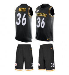Men's Nike Pittsburgh Steelers #36 Jerome Bettis Limited Black Tank Top Suit NFL Jersey