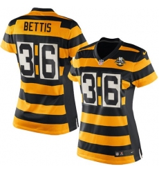 Women's Nike Pittsburgh Steelers #36 Jerome Bettis Game Yellow/Black Alternate 80TH Anniversary Throwback NFL Jersey