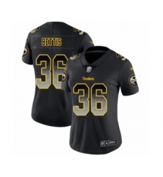 Women's Pittsburgh Steelers #36 Jerome Bettis Limited Black Smoke Fashion Football Jersey