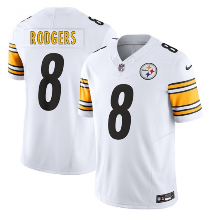Men's Pittsburgh Steelers #8 Aaron Rodgers White 2025 F.U.S.E. Vapor Limited Football Stitched Jersey