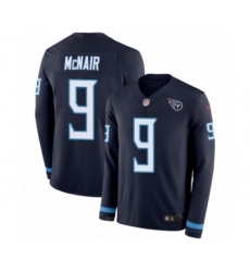 Men's Nike Tennessee Titans #9 Steve McNair Limited Navy Blue Therma Long Sleeve NFL Jersey
