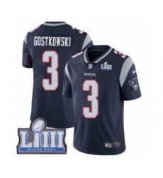 Men's Nike New England Patriots #3 Stephen Gostkowski Navy Blue Team Color Vapor Untouchable Limited Player Super Bowl LIII Bound NFL Jersey