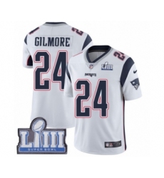 Youth Nike New England Patriots #24 Stephon Gilmore White Vapor Untouchable Limited Player Super Bowl LIII Bound NFL Jersey