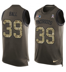 Men's Nike New England Patriots #39 Montee Ball Limited Green Salute to Service Tank Top NFL Jersey