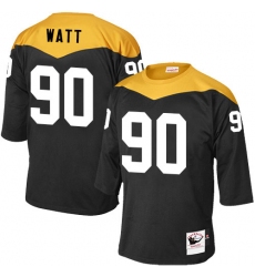 Men's Mitchell and Ness Pittsburgh Steelers #90 T. J. Watt Elite Black 1967 Home Throwback NFL Jersey