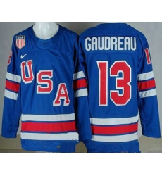 Men's USA #13 Johnny Gudreau Blue 2026 olympics authentic jersey
