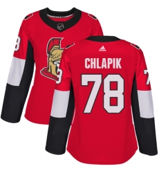 Women's Adidas Ottawa Senators #78 Filip Chlapik Premier Red Home NHL Jersey