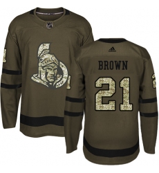 Men's Adidas Ottawa Senators #21 Logan Brown Premier Green Salute to Service NHL Jersey