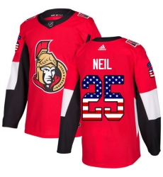 Men's Adidas Ottawa Senators #25 Chris Neil Authentic Red USA Flag Fashion NHL Jersey