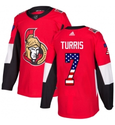 Youth Adidas Ottawa Senators #7 Kyle Turris Authentic Red USA Flag Fashion NHL Jersey