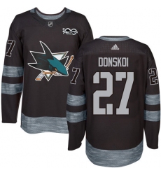 Men's Adidas San Jose Sharks #27 Joonas Donskoi Authentic Black 1917-2017 100th Anniversary NHL Jersey