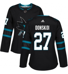 Women's Adidas San Jose Sharks #27 Joonas Donskoi Premier Black Alternate NHL Jersey