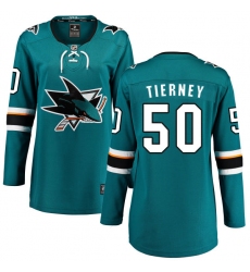 Women's San Jose Sharks #50 Chris Tierney Fanatics Branded Teal Green Home Breakaway NHL Jersey
