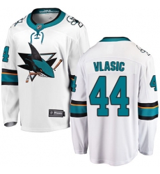 Youth San Jose Sharks #44 Marc-Edouard Vlasic Fanatics Branded White Away Breakaway NHL Jersey