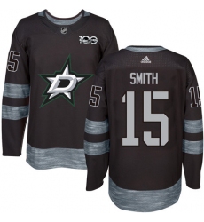 Men's Adidas Dallas Stars #15 Bobby Smith Premier Black 1917-2017 100th Anniversary NHL Jersey