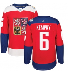 Men's Adidas Team Czech Republic #6 Michal Kempny Premier Red Away 2016 World Cup of Hockey Jersey