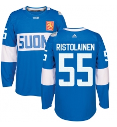 Men's Adidas Team Finland #55 Rasmus Ristolainen Authentic Blue Away 2016 World Cup of Hockey Jersey