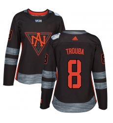 Women's Adidas Team North America #8 Jacob Trouba Authentic Black Away 2016 World Cup of Hockey Jersey