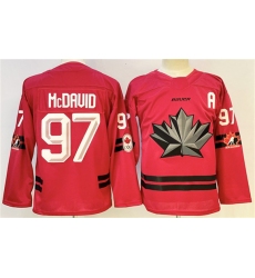 Men's Canada Hockey #97 Connor McDavid Red With A Stitched Jersey