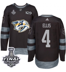 Men's Adidas Nashville Predators #4 Ryan Ellis Premier Black 1917-2017 100th Anniversary 2017 Stanley Cup Final NHL Jersey