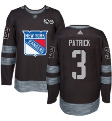 Men's Adidas New York Rangers #3 James Patrick Authentic Black 1917-2017 100th Anniversary NHL Jersey
