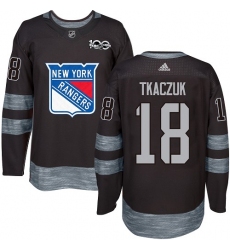 Men's Adidas New York Rangers #18 Walt Tkaczuk Premier Black 1917-2017 100th Anniversary NHL Jersey