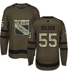 Men's Adidas New York Rangers #55 Nick Holden Authentic Green Salute to Service NHL Jersey