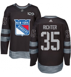 Men's Adidas New York Rangers #35 Mike Richter Premier Black 1917-2017 100th Anniversary NHL Jersey