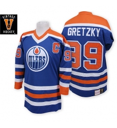 Men's Mitchell and Ness Edmonton Oilers #99 Wayne Gretzky Premier Navy Blue Throwback NHL Jersey