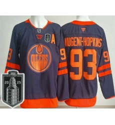 Men's Edmonton Oilers #93 Ryan Nugent Hopkins Navy 2025 Stanley Cup Final Authentic Jersey