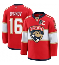 Men's Florida Panthers #16 Aleksander Barkov Red 2025 Stanley Cup Final Stitched Hockey Jersey