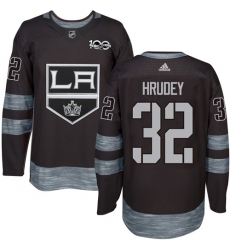 Men's Adidas Los Angeles Kings #32 Kelly Hrudey Authentic Black 1917-2017 100th Anniversary NHL Jersey